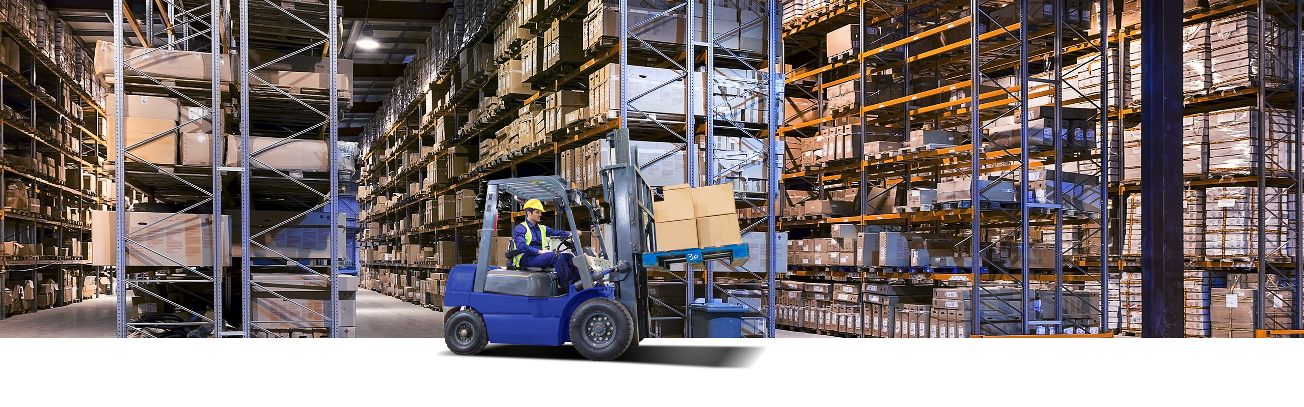 Dynevor Express forklift moving freight in a warehouse